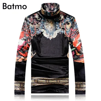 BATMO 2018 naują atvykimo žiemos aukštos kokybės veliūras spausdinti thrtleneck thicked t-marškinėliai vyrams,vyriški laisvalaikio marškinėliai plius dydžio 5232