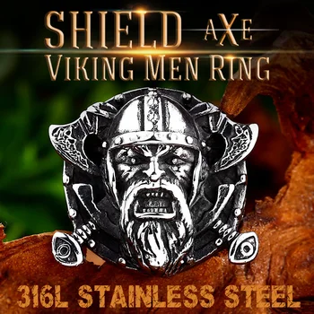 BEIER 316LStainless Plieno Skydas Kirvis Viking Vyrų Žiedas Odin aukštos kokybės Amuletas Pagonių Punk Žiedas Žavesio Papuošalai Dropshipping BR8-678