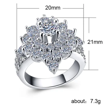 BIJOX ISTORIJĄ prabangių pakabukai žiedas su gėlių formos AAA cirkonis akmuo, 925 sterlingas sidabro papuošalai, žiedai, moterų vestuves
