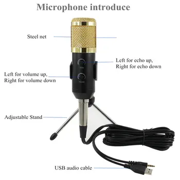 BM 900 Mikrofon Nustatyti Profesinės Kondensatoriaus USB Mikrofonas kompiuterio BM 800 Patobulinta Garso Studija Vokalo Įrašymas KTV