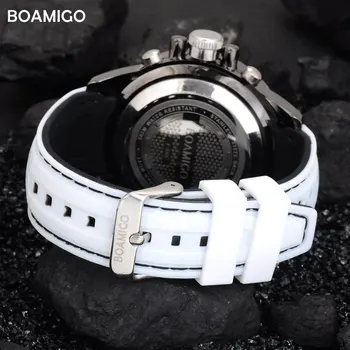 BOAMIGO Top Brand Vyrų Sporto daugiafunkciniai Laikrodžiai LED skaitmeninis analoginis kvarco balta Kariniai laikrodžiai