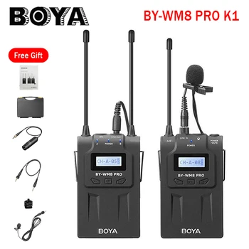 BOYA WM8 Pro-K1K2 UHF Belaidžio Lavalier Microphone Sistemos Garso ir Vaizdo Imtuvas Diktofonas Canon Nikon Sony Kamera, Profesinės
