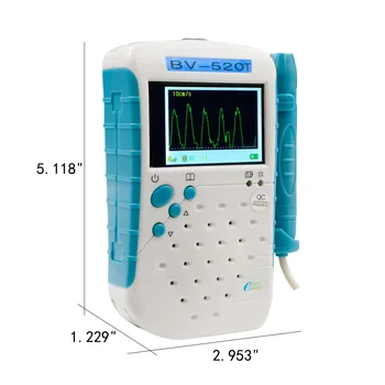 BV-520T Unbidirection Ultragarsinis Kraujagyslių Doplerio LCD ir grafinis ekranas, kraujo tėkmės greitis medicinos įranga
