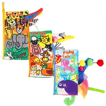 Baby Touch Stereo Medžiaga Knyga, Vilnoniai audiniai, Gyvūnų Uodegos Naujagimių Ankstyvojo Švietimo Žaislai