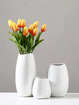 Baltos Vazos Glazūra Keramikos Gėlių Vaza Šiuolaikinių Namų Puošybai Vestuvių Puošmena Vaza Užpildo Kambarį 