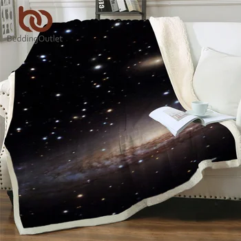 BeddingOutlet Nuostabi Galaxy Sherpa Antklodė Visatos Spausdinti Pliušinis Mesti Lovos, Sofos Antklodė Padengti Plona Antklodė mantas para cama
