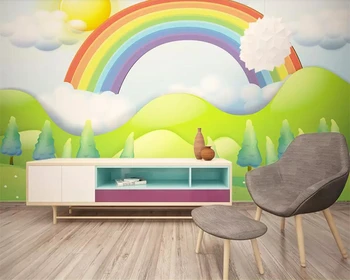 Beibehang Sienų tapetai ranka-dažytos lietaus vaivorykštė vaikų kambarys fono sienos gyvenimo kambario, miegamasis apdailos 3d tapetai
