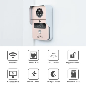 Belaidžių IP Doorbell WIFI Vaizdo duris telefono 1080P Smart Video doorbell Domofonas Paramos Elektros Lock Unlock Motion Detect Signalizacijos