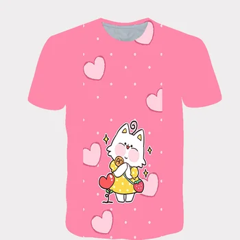 Berniukai Rožinės spalvos Kačiukas 3D Spausdinimo Drabužiai Mergaitėms 3D Juokingi marškinėliai Kostiumas Vaikams 2020 Naujas Vasaros Drabužių Vaikams, Trišakiai 4~14T Kūdikio Marškinėlius