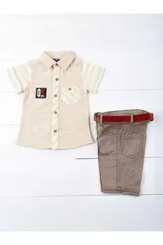Berniuko kostiumas vasaros capri t-shirt diržas 3 gabalas dienos atostogų ypatingomis progomis medvilnės audinio drabužius vaikų drabužių modeliai
