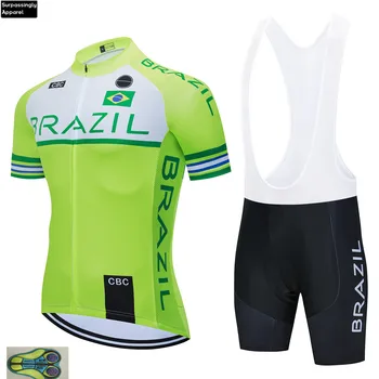 Brazilijos Nacionalinės Rinktinės 2020 Vyrų Dviračių Džersis Nustatyti Dviračių Drabužių Ropa Ciclismo Jersey Pro Dviratį Dviračiu Dėvėti Drabužiai 20D Gelis