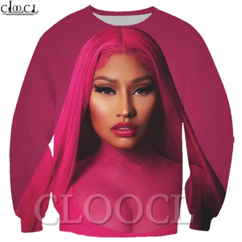 CLOOCL Naujausias Palaidinukė Hip-Hop Nicki Minaj 3D Spausdinimo Reperis Dainininkė Vyrų/Moterų Rudenį Streetwear Viršutiniai drabužiai Crewneck Atsitiktinis