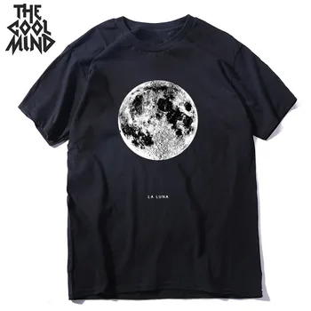 COOLMIND grynos medvilnės streetwear mėnulis spausdinti vyrų marškinėliai atsitiktinis luna laisvi vyrai marškinėlius, o-kaklo t-shirt vyrai vyrai tee marškinėliai viršūnes.
