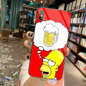 CUTEWANAN Juokinga Homer J. Simpson Soft black Telefono dėklas Grūdintas Stiklas iPhone 11 Pro XR XS MAX 8 X 7 6S 6 Plus SE 2020 atveju
