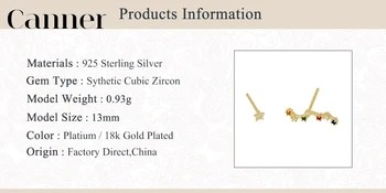 Canner 925 Sterlingas Sidabro Stud Auskarai Europos, Amerikos Naujo Mišrios Spalvos Cirkonis Star Auskarų Aukso Auskarai Fine Jewelry W4
