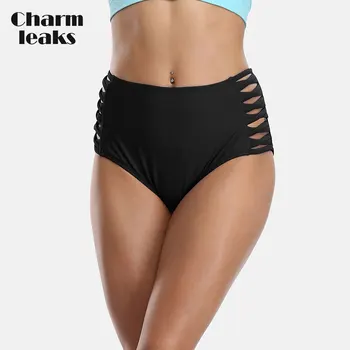 Charmleaks Moterų Aukšto Juosmens Ponios Bikini Bottom Sutvertas Plaukti Lagaminai Vientisos Spalvos Maudymosi Kostiumėliai, Kelnės Sexy Plaukimo Apačioje