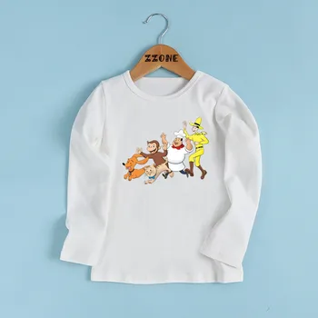 Curious George Mielas Beždžionės Animacinių filmų Spausdinimo Vaikų marškinėliai Vaikams Juokinga Drabužius, Kūdikių Berniukų ir Mergaičių Long Sleeve T-shirt,LKP5266