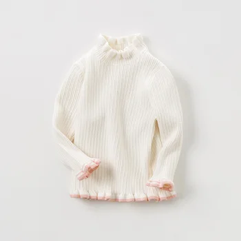 DBM11399 dave bella rudenį mielas kūdikis mergaičių kietas ruched megzti megztinis vaikai mados puloveris bamblys boutique viršūnės