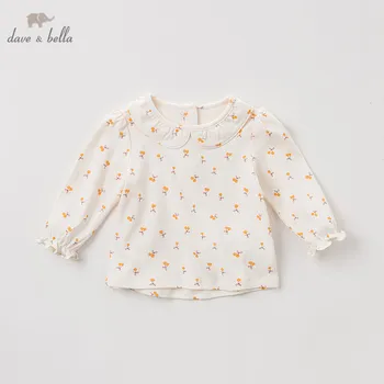 DBZ11143-1 dave bella pavasarį, rudenį kūdikių mergaičių mielas gėlių marškinėliai kūdikiams, vaikiška vatos pagaliukai vaikams aukštos kokybės drabužius