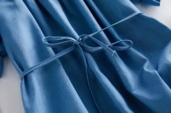 DIMANAF 2020 Plius Dydis Moterų Suknelė Vasaros Stiliaus Seksualus Mėlynos Velniop Džinsinio Moterų Lady Kratinys Medvilnės Atsitiktinis Palaidų Negabaritinių 4XL