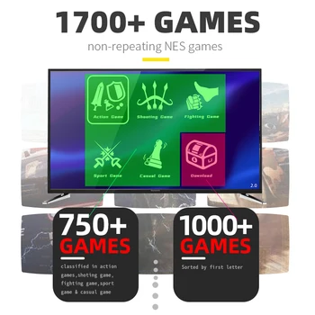 DUOMENŲ VARLĖ 4K Vaizdo Retro Žaidimų Konsolės Pastatytas 1700 Klasikiniai Žaidimai, Belaidis Valdiklis 8 Bitų Mini Konsolės Dual Grotuvą HD Palaikymas