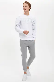 DeFacto Rudenį Vyras Megzti Apačioje Slim Fit Juostele Išsamios Sweatpants Sporto Dailywear Streetwear Confort-R4757AZ20AU