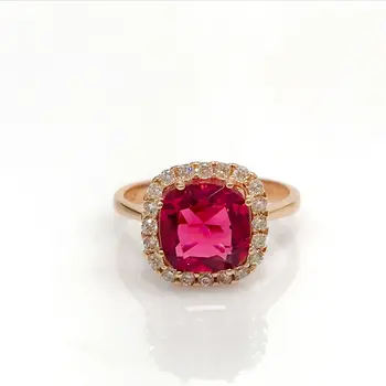 Deimantų Modelio Rubby Raudonas Akmuo Sidabro Rosegold Žiedas