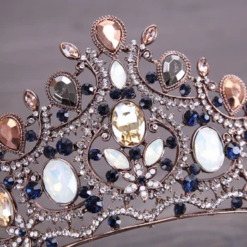 Derliaus Nuotakos Plaukų Aksesuarai Baroko Black Crystal Crown kalnų krištolas Didelis Karūna Jaunavedžių Vestuvių galvos Apdangalai ir Karūnos Priedai