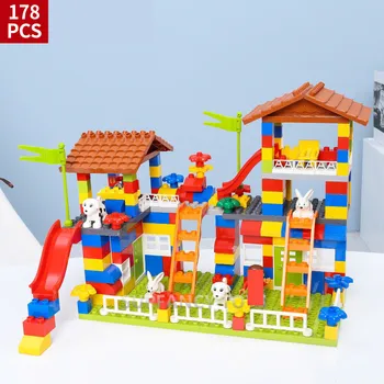 Didelis Dalelių Skaidrių Brinquedos Plytų Duplo Miesto Namų Stogų Statyba Blokai Rinkiniai Draugais Pilis Švietimo Žaislai Vaikams