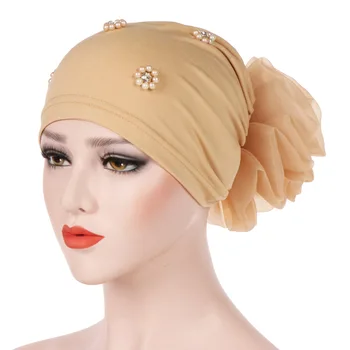 Didelis gėlių vidinis hijab kepurės duobute turbaną dėl islamo moterų galvos apdangalai, drabužiai moterų variklio dangčio skrybėlę musulmonų galvos apsiaustas turbantes