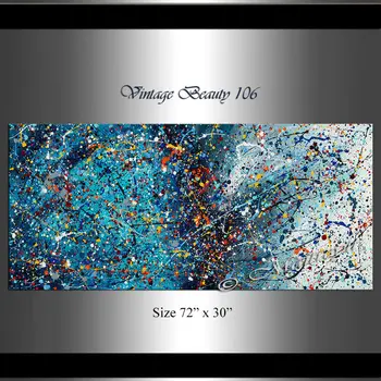 Didelių dekoro # Aliejaus Tapybai,Lašelinę Stiliaus Meno Mėlyna abstraktaus Šiuolaikinio Meno Didžiulis šiuolaikinės dekoratyvinės dailės aliejaus tapybai,nemokamas pristatymas
