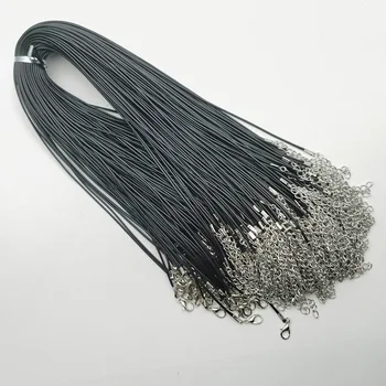 Didmeninė 1,2 MM, 1,5 mm, 2mm papuošalų užsegimas omarų užsegimas Karoliai Virvę vašku Oda Laido juodos virvelės pakabukas virvės 100vnt/daug