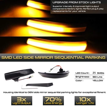 Dinamiškos Posūkio Signalo Lemputė LED Pusėje valdomi Išoriniai galinio vaizdo Veidrodėliai Indikatorius, Indikatorių Kartotuvas Šviesos Ford Focus Mk2 2 3 Mk3 Mondeo 4 Mk4