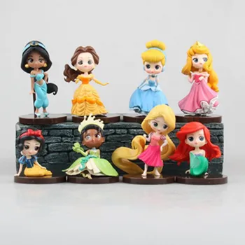 Disney 8Pcs/Set 6-8cm Aukštos Kokybės Pvc Veiksmų Skaičiai Mielas Animacinių filmų Mini Princesė snieguolė Undinė Žaislų Modelius, Merginos Geriausios Dovanos