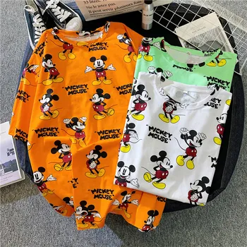 Disney Mickey vaikiški marškinėliai mergina drabužius berniukui vasaros drabužių ilgai mielas animacinių filmų mados trys spalvos