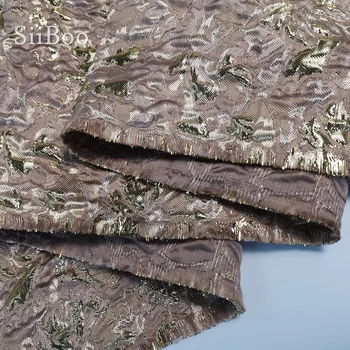 Dizaineris Amerikietiško stiliaus 3D iškilumo kavos gėlių žakardo brokatas audinio suknelė kailis tela tecidos stoffen tissu siūlai SP3079
