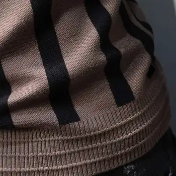 Dryžuotas Megztinis Vyrų Storio korėjos Stiliaus Tendencijos Asmenybės Rudenį ir Žiemą, vyriški ilgomis rankovėmis Marškinėliai Dugno Megztinis