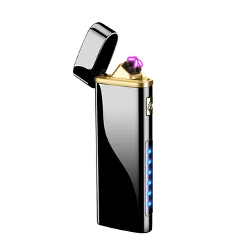 Dvigubo Kampo Lengvesni Su LED Apšvietimo Nešiojamas USB Įkraunamą Žiebtuvėlį, Moterims Maitinimo Ekranas Vėjo Cigarečių žiebtuvėliai