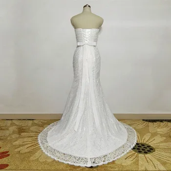 E JUE SHUNG Balta Senovinių Nėrinių Undinė Vestuvių Suknelės, Nėriniai Atgal Pigūs Vestuvinių Suknelių chalatas de mariage