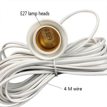 E27 lempa Bazės 4M Maitinimo Laidas, Kabelis, atskiras mygtukas jungiklis ES kištukas LED Lemputė Hanglamp Pakabos Lizdo Laikiklį