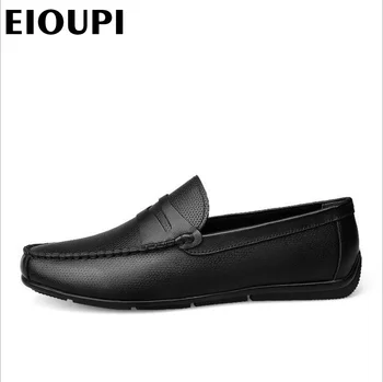 EIOUPI aukščiausios kokybės naujo dizaino, originali nekilnojamojo odos mens mados verslo atsitiktinis batų kvėpuojantis vyrų valtis batai lh301