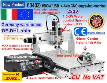 ES/DE nemokamai laivą 4 Ašies USB prievado 6040 CNC 2200W 2.2 KW USB Mach3 CNC Router Graveris, Graviravimas Pjovimo Frezavimo Staklės 220VAC
