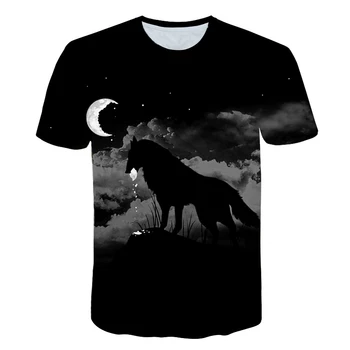 Europoje ir Amerikoje Vyrams trumpomis Rankovėmis Vasaros Viršūnes Vyrų Mados T-shirt Vyrai 6XL 2020 Naujausias Wolf 3D Spausdinimo Juokingas Cool T-Shirt