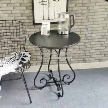 Europos Geležies Kojos staliukas, Sofa-Apvalus Kavos staliukas už Kambarį Paprastas staliukas Balkonas Ins Medinė Arbatos Stalo, Stalas
