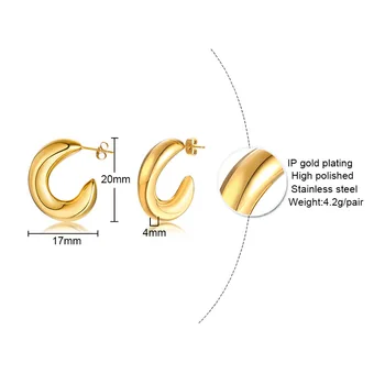 FXM PL53 atvykimo bižuterijos gimtadienio dovanų aukso spalvos akmens C formos Paprasta titano plieno moteris auskarai