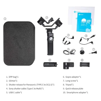 FeiyuTech G6 MAX 3-Ašis Nešiojamą Gimbal Stabilizatorius Išmanusis telefonas,Gopro, micro vieną fotoaparatą,Įskaitant Trikojo