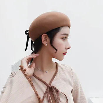 Fibonacci 2018 Naujas Elegantiškas Moteris Dėvi Virvę Beretės Prekės Kokybės Vilnos Veltinio Kepurė Rudens Žiemos Moterų Skrybėlės