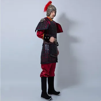 Filmo TV istorinių bendrojo šarvai, apranga senovės kinų karys kostiumai, vyriški kariai vienodas fotostudija helovinas šalis