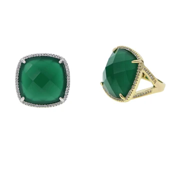 Fine jewelry didelis žalias perlas akmens kokteilis žiedas moterims vestuvių malonės ir bajorų piršto papuošalai moterims ponios dovana dydžio #7