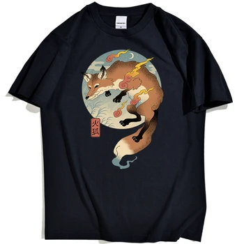 Fire Fox Mados Asmenybės Tshirts Vyrų Japonijos Streetwear Tee Marškinėliai Mens Prekės Harajuku Negabaritinių Vyrai Tee Marškinėliai